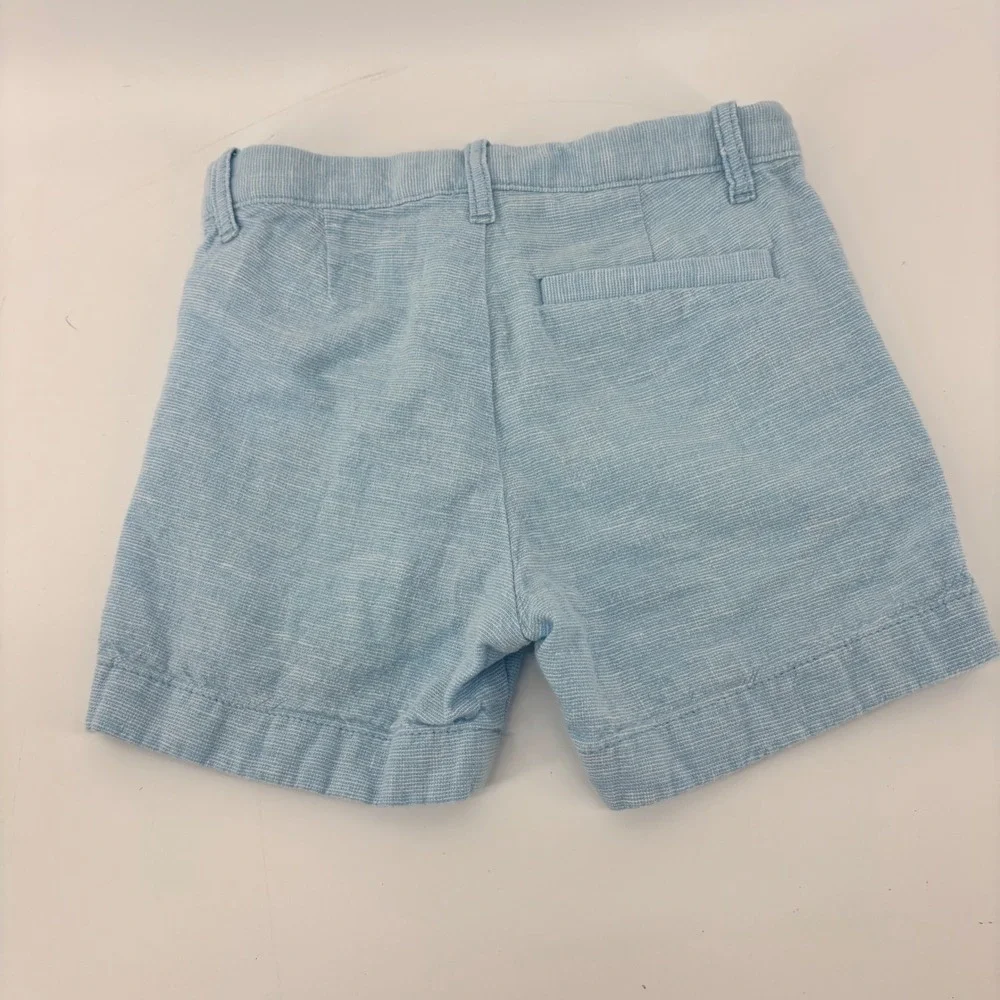Crewcuts Boys Light Blue Linen Cotton Blend Chino Shorts Size 2 Adjustable Waist